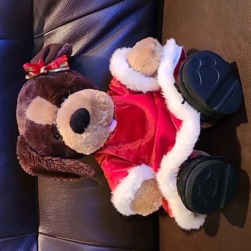Build-a-Bear Brown Puppy Dog in Christmas dress 14" Excellent